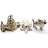 Three 1970s 925 silver assorted charms, 9.3g. P&P Group 1 (£14+VAT for the first lot and £1+VAT