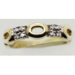 Ladies 9ct gold fancy diamond ring, size M, 2.9g. P&P Group 1 (£14+VAT for the first lot and £1+