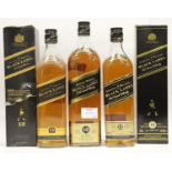 Three bottles of Johnnie Walker 12 year old Scotch whisky, two 70cl one 1lt 40% vol. P&P Group 3 (£