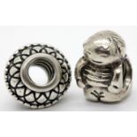 Two Pandora charms, stamped A.L.E. P&P Group 1 (£14+VAT for the first lot and £1+VAT for
