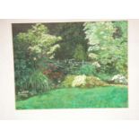 Watercolour of a Maghull garden by J Meeson, 36 x 27 cm. P&P Group 3 (£25+VAT for the first lot