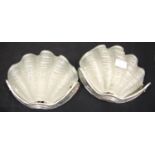 Pair of Art Deco clam shell wall lights, L: 27 cm. P&P Group 3 (£25+VAT for the first lot and £5+VAT