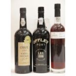 Three bottles of vintage Port: Warre's 10 year old Tawny 50ml, 1989 Cruz 75cl and 1990 Offley LBV