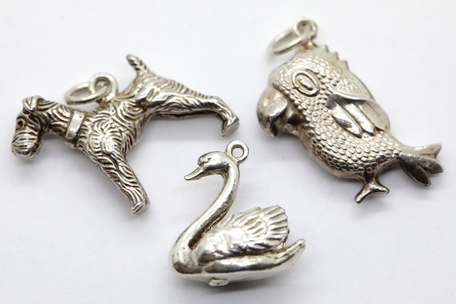 Three 925 solid silver 1970s animal charms, 10g in total. P&P Group 1 (£14+VAT for the first lot and