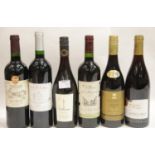 Six bottles of mixed red wines: Pauillac Marquis de saint-peyre, Mercurey 2007, Chateau la