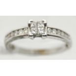 9ct white gold four diamond ring, size H, 1.7g, 0.33ct. P&P Group 1 (£14+VAT for the first lot