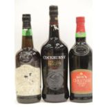 Three bottles of mixed Port: Cidro Domaine du Porto 75cl, Cockburns Special reserve 1lt and Dow's