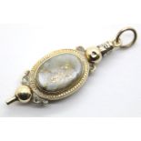 Victorian presumed 18ct gold watch key, unusually having hinged snuff compartment and set with an