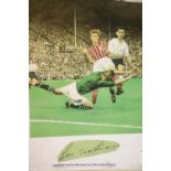 Bert Trautmann signature c1950's appended to a print, overall 28 x 35 cm, with no CoA. P&P Group