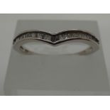 SOLD FOR THE NHS Silver wishbone ring set with baguette diamonds size T/U. P&P Group 1 (£14+VAT