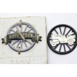 Two early motoring badges. D: 24 mm. P&P Group 1 (£14+VAT for the first lot and £1+VAT for