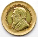 22ct gold 1/10th Krugerrand coin, 3.3g. P&P Group 1 (£14+VAT for the first lot and £1+VAT for