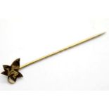 Antique Isle of Man presumed gold stick pin, L: 5 cm, 0.84g. P&P Group 1 (£14+VAT for the first