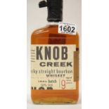 Bottle of 9 year old Knob Creek Kentucky straight bourbon 70cl 50% vol. P&P Group 2 (£18+VAT for the