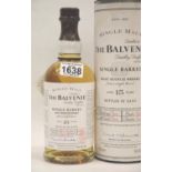 The Balvenie 15 year old single barrel malt scotch whisky bottling date 19/5/99 cask no 2388 in cask