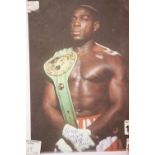 Frank Bruno signed print with dedication, 20 x 25 cm, with CoA from Chaucer Auctions. P&P Group