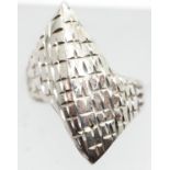 Modern silver fancy design ring, size K. P&P Group 1 (£14+VAT for the first lot and £1+VAT for