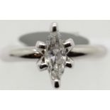 Ladies 18ct white gold marquis cut diamond ring, 0.67 ct, size L, 4.2g. P&P Group 1 (£14+VAT for the