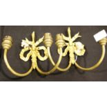 Pair of gilt brass 'bow' electric wall sconces, H: 19 cm. P&P Group 1 (£14+VAT for the first lot and