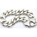 Heavy 925 silver curb bracelet, 64 g, L: 21 cm. P&P Group 1 (£14+VAT for the first lot and £1+VAT