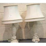 Pair of marble based lamps with shades. P&P Group 3 (£25+VAT for the first lot and £5+VAT for