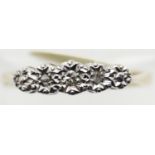 Antique 18ct gold and platinum five stone diamond ring, size M, 2.0g. P&P Group 1 (£14+VAT for the