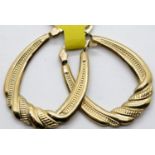 Pair of ladies 9ct gold fancy loop earrings, 1.0g, L: 25 mm. P&P Group 1 (£14+VAT for the first