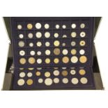 Aluminium coin collectors case containing five trays of world coins including silver. P&P Group