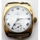 Gents Omega 9ct gold Swiss movement watch head, D: 29 mm. P&P Group 1 (£14+VAT for the first lot and