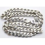 Gents 925 silver curb necklace, L: 50 cm, 74g. P&P Group 1 (£14+VAT for the first lot and £1+VAT for