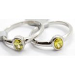 Two ladies silver plated stone set rings, size Q. P&P Group 1 (£14+VAT for the first lot and £1+