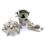 Three assorted 925 silver 1970s charms. P&P Group 1 (£14+VAT for the first lot and £1+VAT for