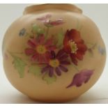 Royal Worcester blush ivory globular vase with unsigned floral design, H: 6.5cm P&P Group 1 (£14+VAT