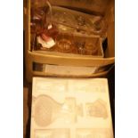 Box of mixed glassware including decanter, dressing table set etc. P&P Group 2 (£18+VAT for the