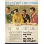 Gordon Banks, Derek Dougan, Dave Gibson and Dave Rodrigues (Leicester City) signed magazine page, 23