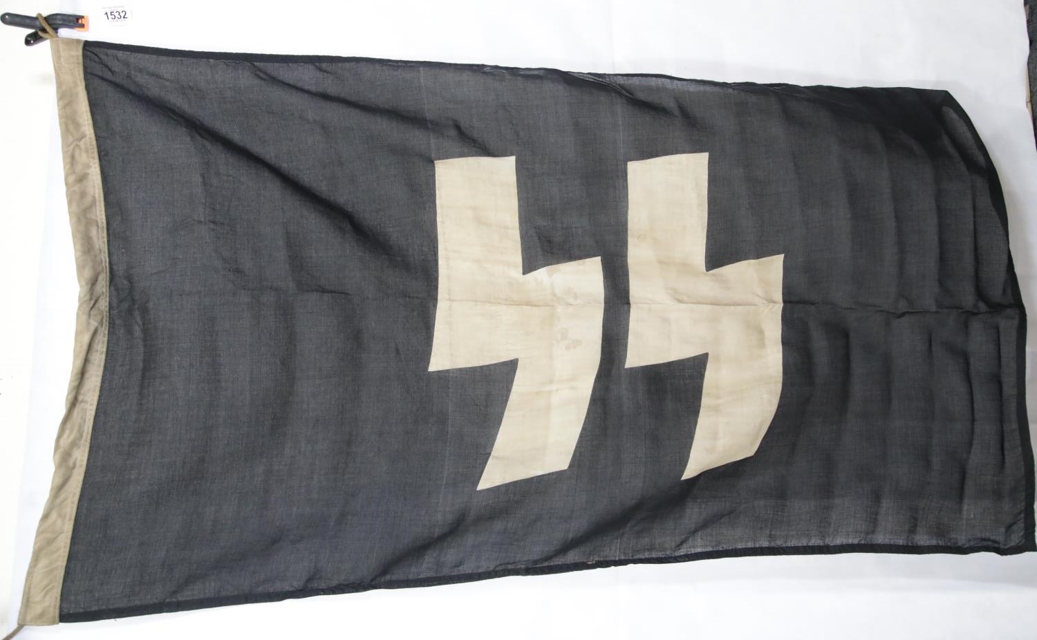 German WWII style SS flag, 140 x 84 cm. P&P Group 1 (£14+VAT for the first lot and £1+VAT for