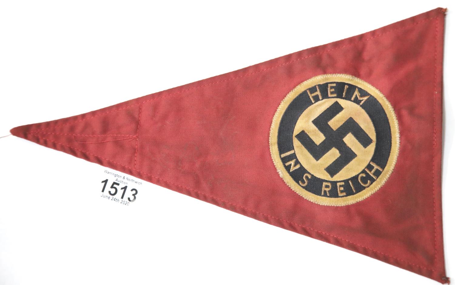 German WWII style party pennant, L: 36 cm. P&P Group 1 (£14+VAT for the first lot and £1+VAT for