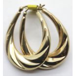 Pair of ladies 9ct yellow gold loop earrings, L: 50 mm, 3.1g. P&P Group 1 (£14+VAT for the first lot