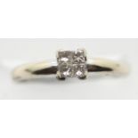 Ladies 18ct white gold four stone diamond ring, size L, 2.4g. P&P Group 1 (£14+VAT for the first lot