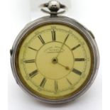 Victorian silver centre seconds chronograph pocket watch hallmarked Chester 1893. No key. Not