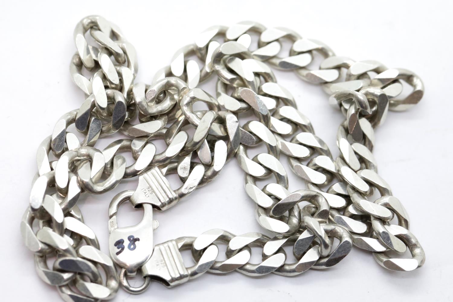 Gents 925 silver curb necklace, L: 50 cm, 74g. P&P Group 1 (£14+VAT for the first lot and £1+VAT for