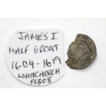 English hammered coin, James I halfgroat 1604-1619, Whitchurch. P&P Group 1 (£14+VAT for the first