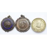 Three Northwich football medals including a silver example. P&P Group 1 (£14+VAT for the first lot