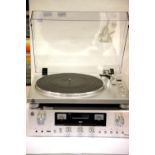 Silver GPO PR100/PR200 full sized stereo turntable with cartridge and stereo amplifier with CD/MP3/