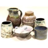 Collection of mixed studio pottery ceramics. P&P Group 3 (£25+VAT for the first lot and £5+VAT for