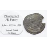 English hammered coin, Plantagenet AR penny, John 1199-1216. P&P Group 1 (£14+VAT for the first
