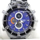 New boxed Barkers of Kensington blue faced multi dial wristwatch. P&P Group 1 (£14+VAT for the first