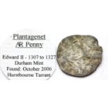English hammered coin, Plantagenet AR penny, Edward II 1307-1327, Durham Mint. P&P Group 1 (£14+