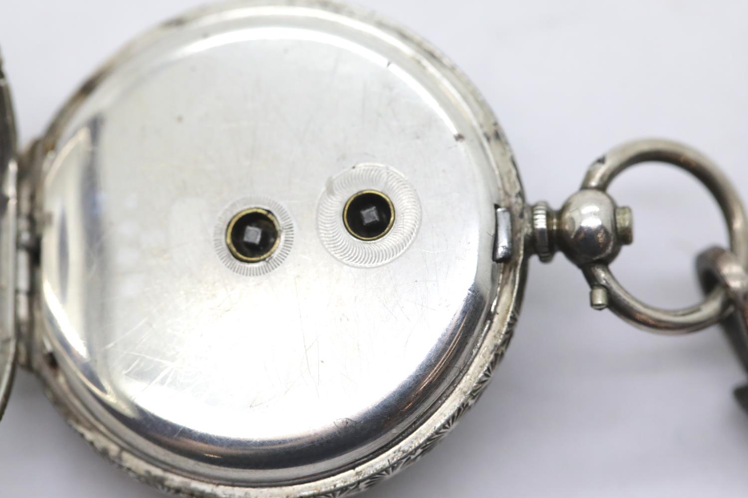 935 silver fob watch on a white metal hanger P&P Group 1 (£14+VAT for the first lot and £1+VAT for - Image 4 of 5