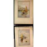 Pair of Cornish watercolours signed L. Bowden, 26 x 20cm. P&P Group 2, will be sent without